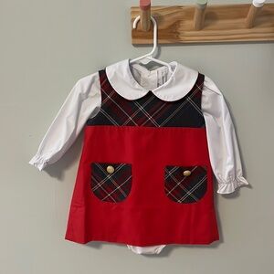 NWT TBBC Red Tartan Jill Jumper and Peter Pan Collar Undershirt 12-18 month